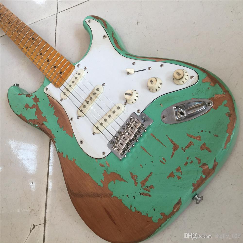 

guitarNew Arrivel 1956 surf green ST Relic electric guitar handmade alder body aged hardware