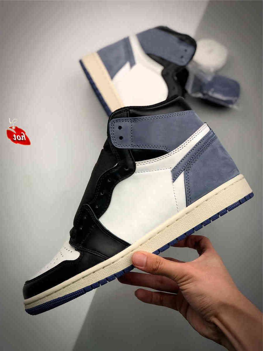 

Shoes Authentic 1 High OG Blue Moon Outdoor Men Women Summit White Black University-Blue Obsidian Sneakers Sports Original 3