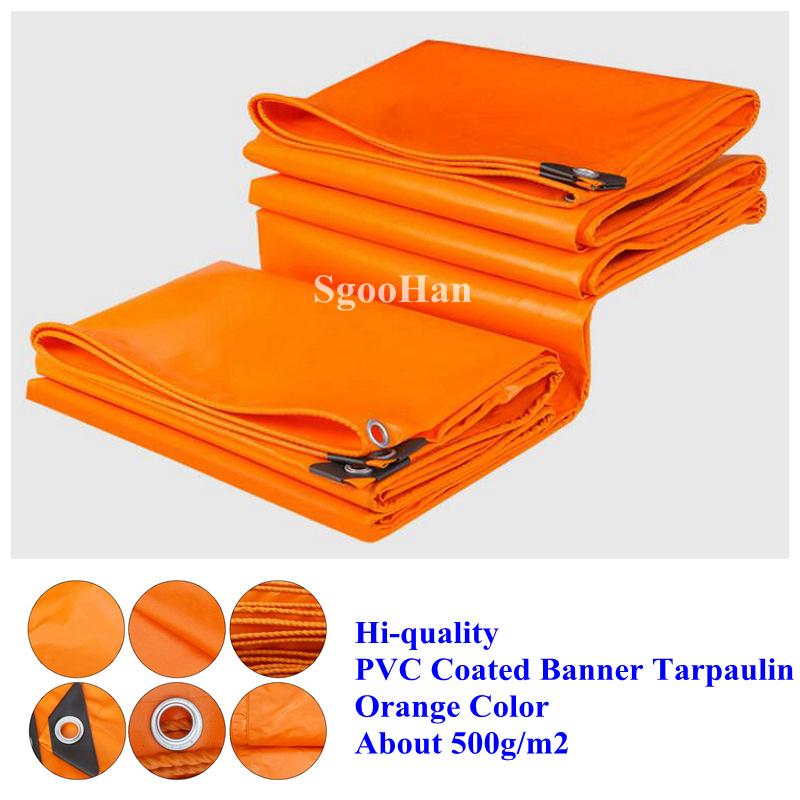 

Orange PVC Coated Banner Tarpaulin Rainproof Cloth Outdoor Awning Waterproof Oxford Oilcloth Shade Sail Flame Retardant