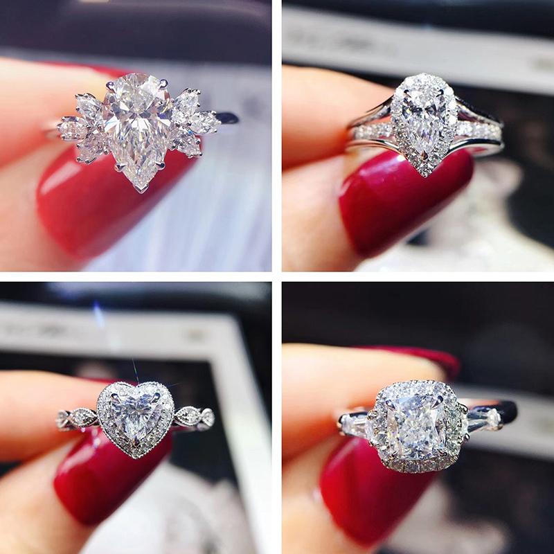 

Wedding Rings UILZ Fashion Female Silver-plated Heart-Shaped Cubic Zircons Ring For Women Girls Christmas Year Gift, Slivery;golden
