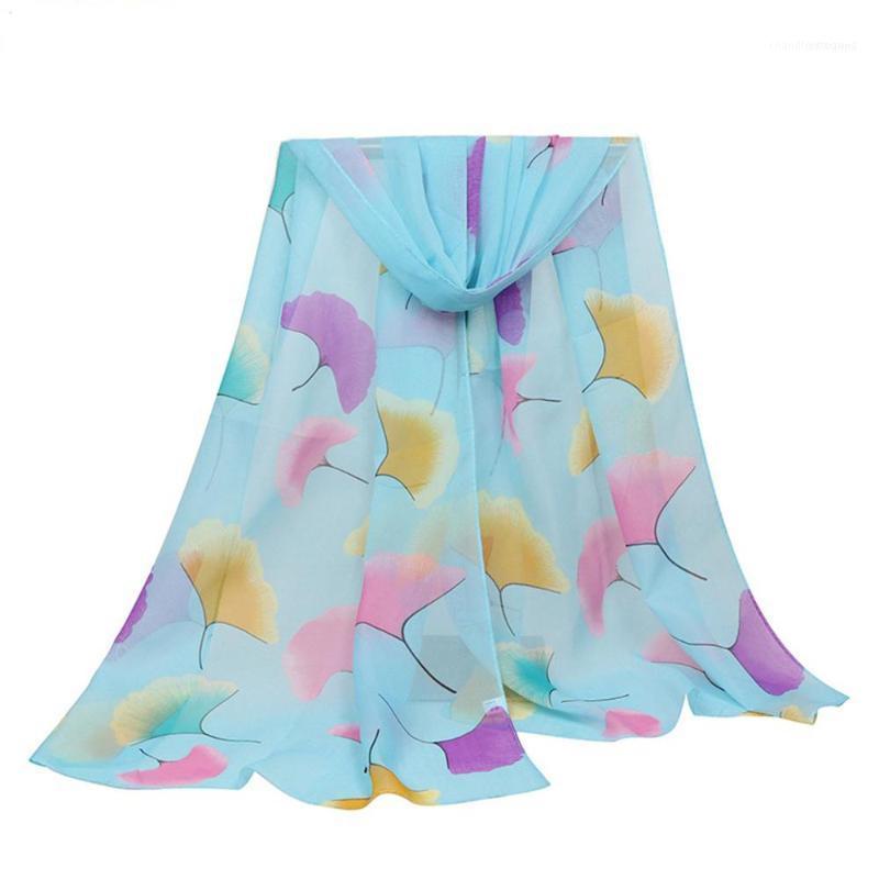 

Scarves Women's Lightweight Chiffon Ginkgo Leaf Printed Scarf Travel Beach Shawl Wrap Female Ladies Clothing Accessories1
