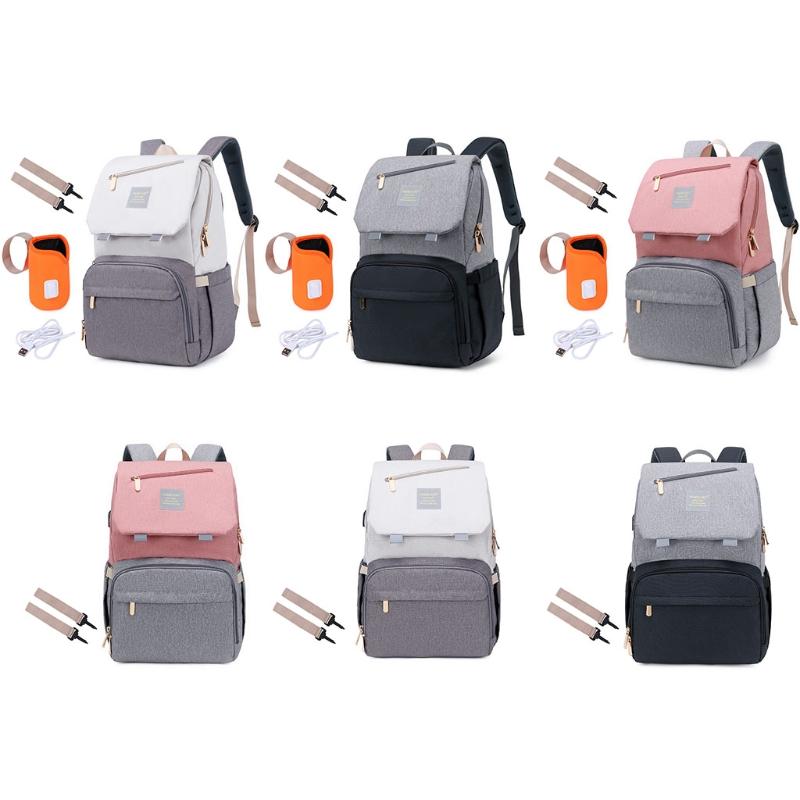 

Multifunctional Baby Diaper Mummy Backpack Large Capacity Nappy Bag USB Charging Port Cosmetic Bags & Cases