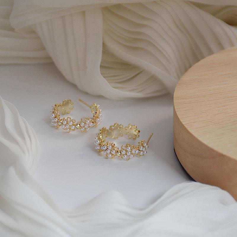 

Earrings & Necklace Fashion Korean Statement Pearl Exquisite For Women Elegant Party Round Trendy Brincos 2021 Trend Jewelry Gift, Silver