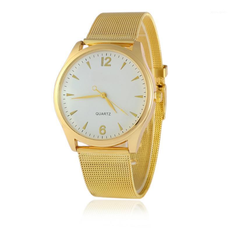 

Wristwatches Personality Men's Watch Wire Gold Mesh Belt Men And Women Fashion Couple Student, Red