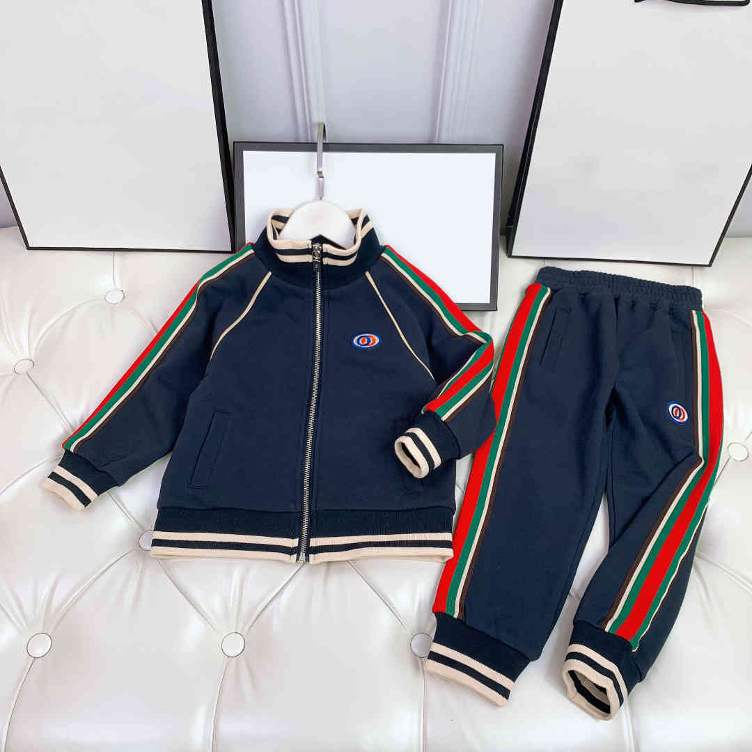 

21fw ribbon color matching suit children jackets sets autumn jacket +trousers suit tracksuit pullover sweatershirt kids coat winter outwear, 01