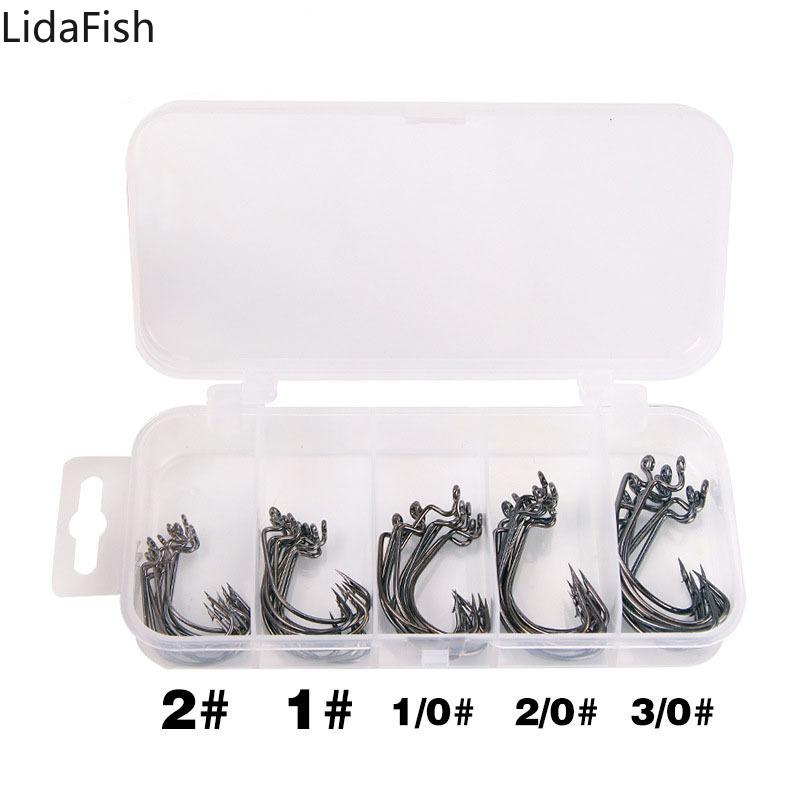 

50pcs/lot High Carbon Steel Soft Worm Hooks 1/0# 2/0# 3/0# 1# 2# Wide Super Lock Fishhooks Lure Softjerk Fishing