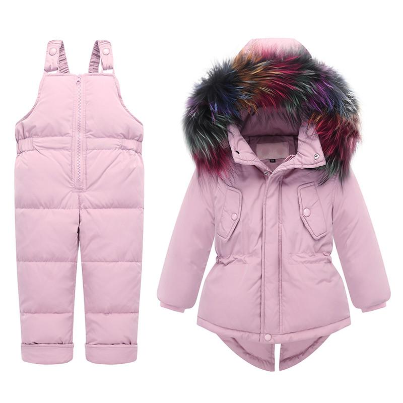 

Coat Russian Winter Children Clothing Sets Warm Down Jacket For Baby Girl Children's Snow Wear Kids Suit Fur Collar, Blue;gray