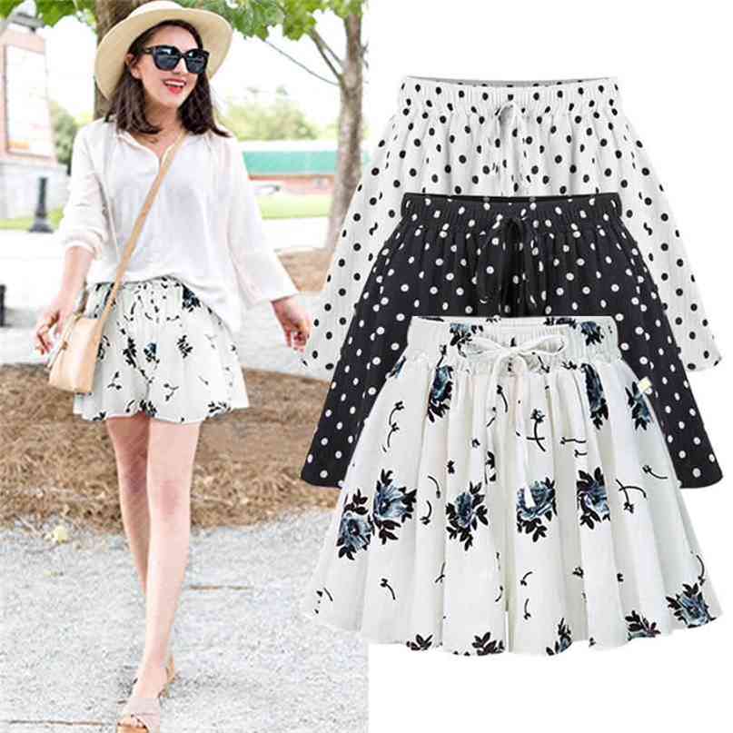

Women Wide Leg Shorts Female Summer High Waist Large Size Loose Casual Chiffon Short Pants Clothing 2222 210722, Black dot