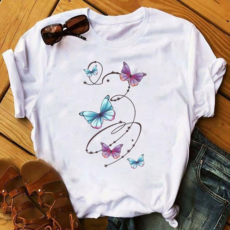 

and women cartoon butterfly mens t shirts print womens fashion cute aesthetic clothes graphic tshirts female tee, White;black