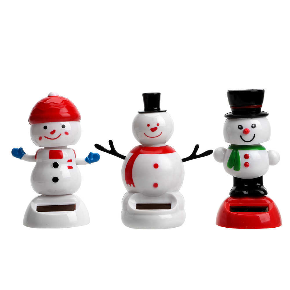 

New Car Ornament Solar Powered Dancing Toy Christmas Snowman Dashboard Decoration Cute Swinging Bobble Doll Interior Accessories
