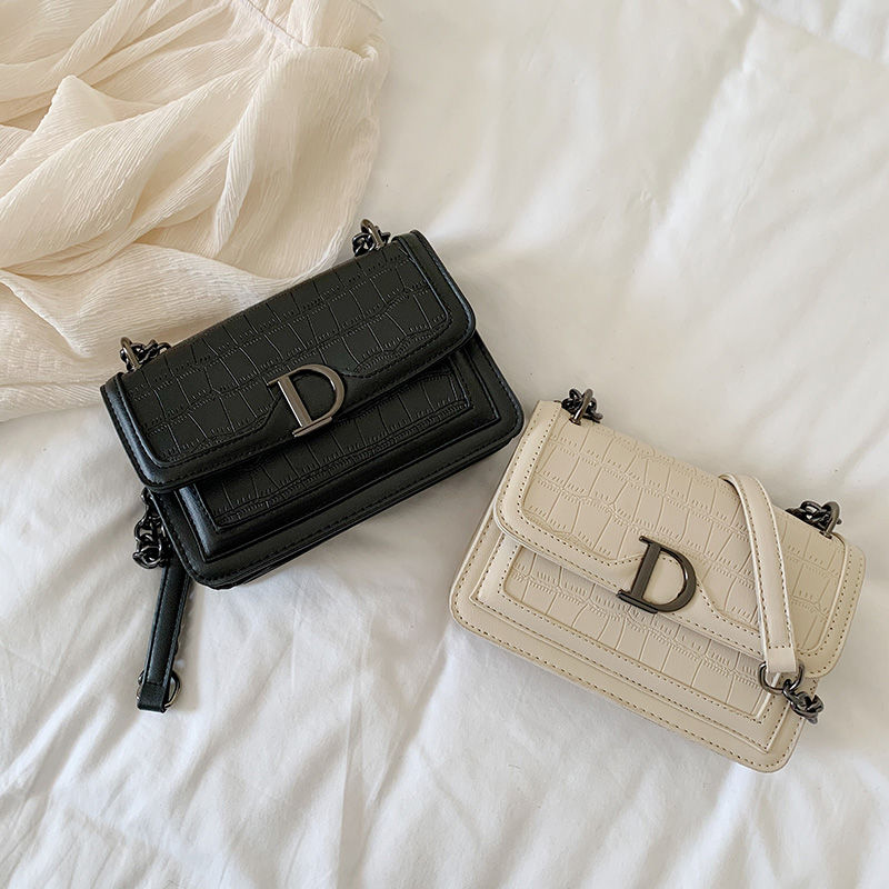 

Fashion Small Square Chain Bag Shoulder Diagonal Hand-held Textured Handbag, White