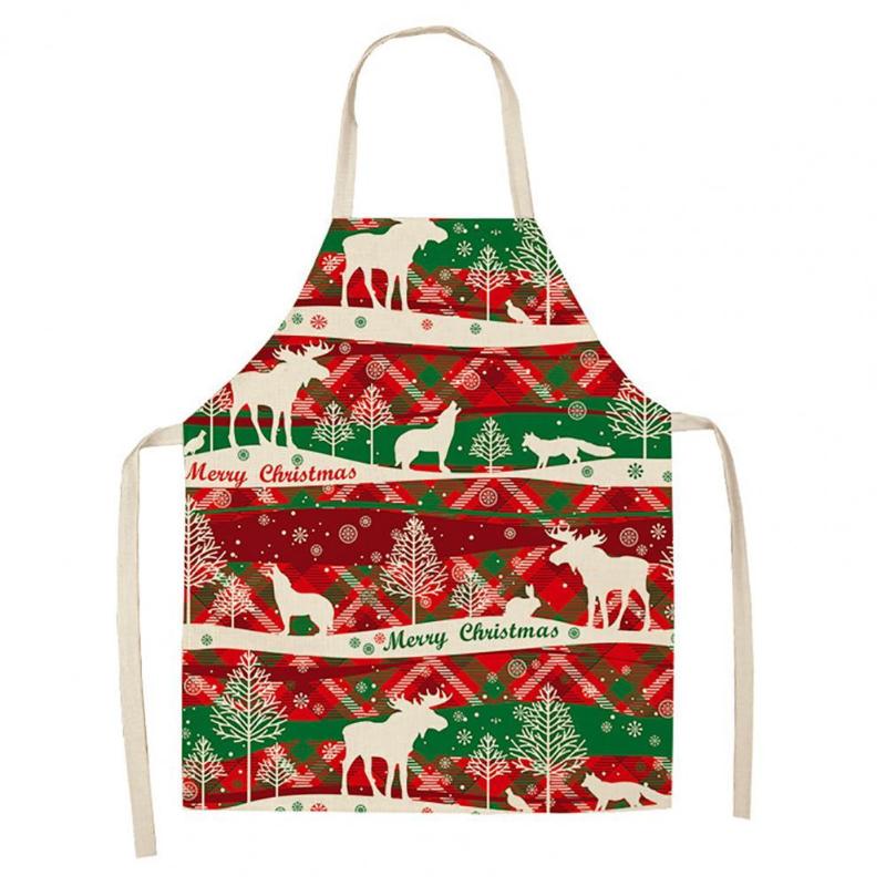 

Linen Christmas Santa Design Home Kitchen Cooking Decorative Apron Party Props Aprons