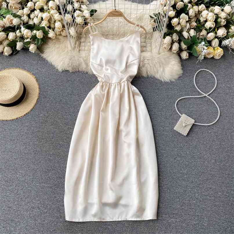 

Design Women's Dress Sexy Beading Spaghetti Strap Sleeveless Summer Elegant Big Bow Open Back Evening Party Robe 210603, Apricot