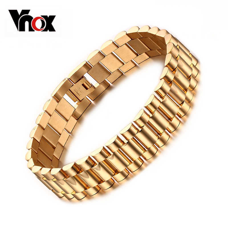 

Vnox Men's Bracelet Gold-color Chunky Chain Bracelets Bangles Stainless Steel Male Jewelry Drop 210609