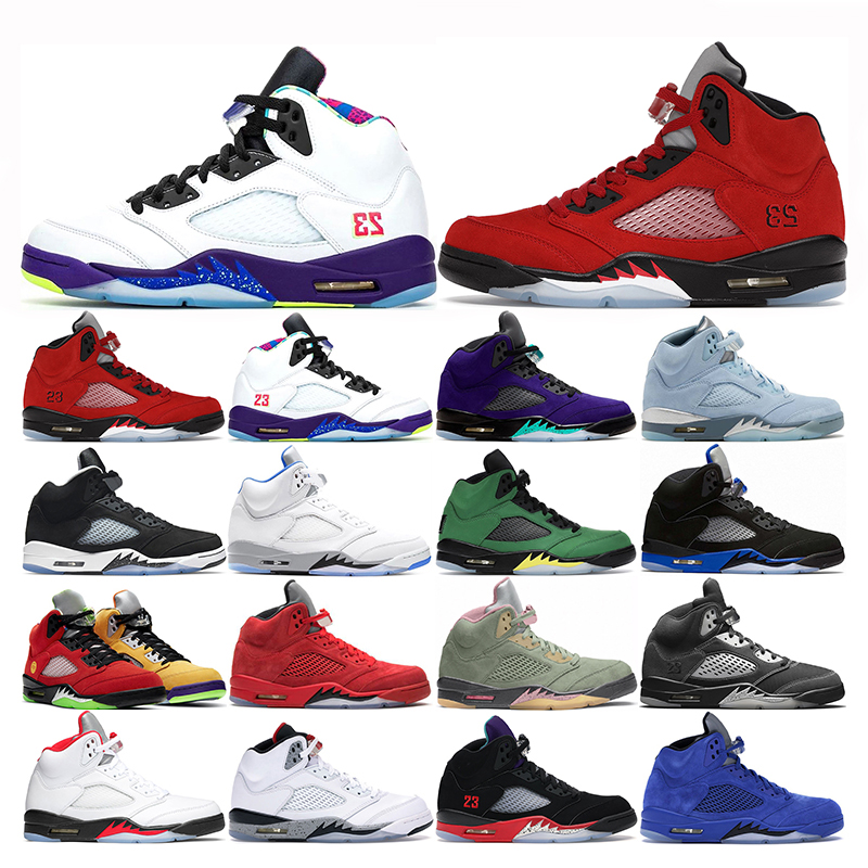 

mens basketball shoes 5s Anthracite Bluebird oreo Raging Fire Red Hyper Royal Alternate Grape sports sneakers trainers fashion, 17 race bule