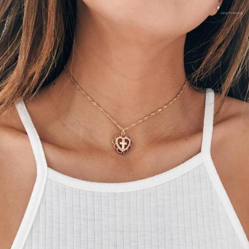 

Cross Necklace Hearts Pendant Tiny God In My Heart Infinity Y Choker Chains