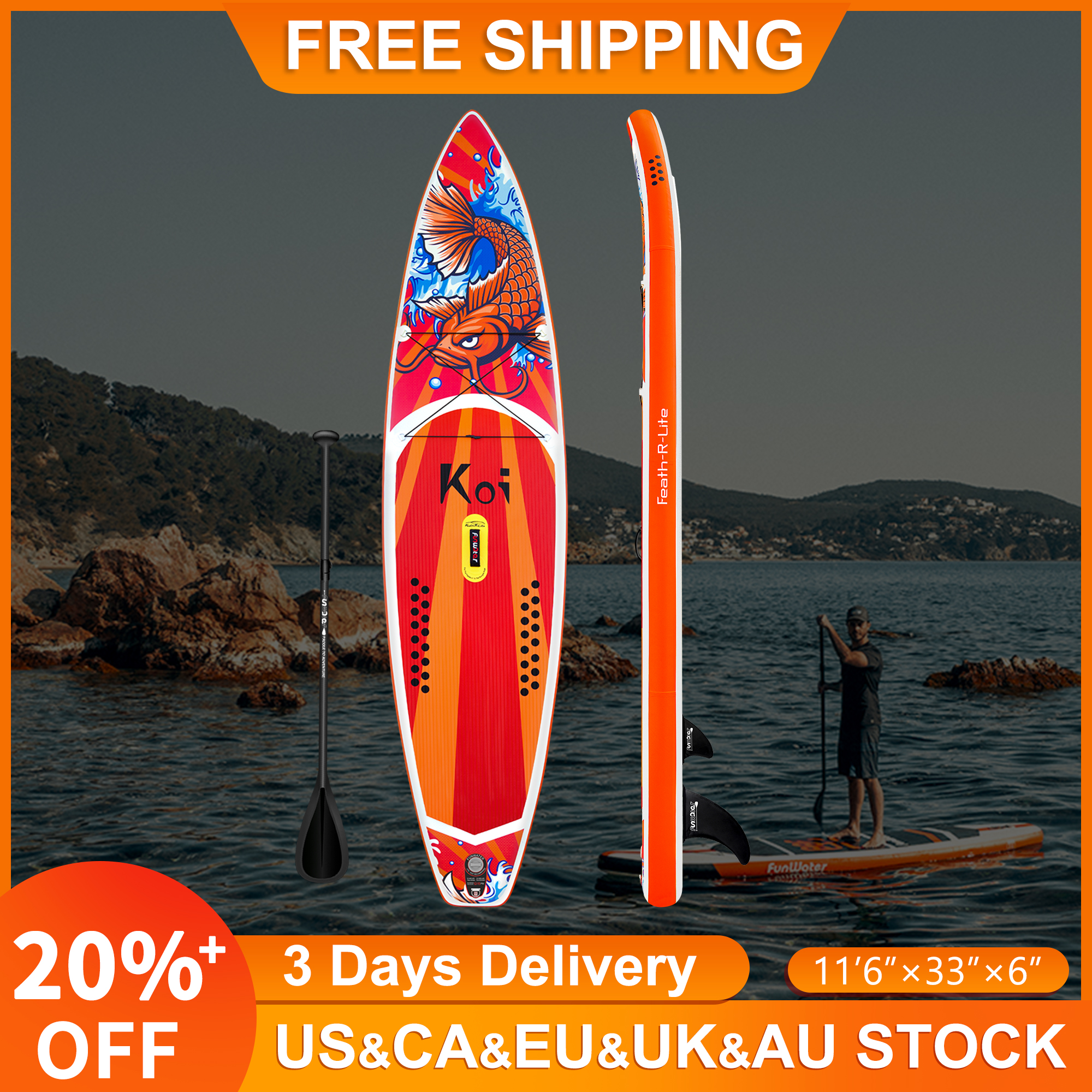 

FUNWATER US&CA&EU Warehouses DropShipping Delivery Within 7 Days surfboard 350*84*15cm inflatable stand up paddle board wholesale sup surf paddleboard water sport