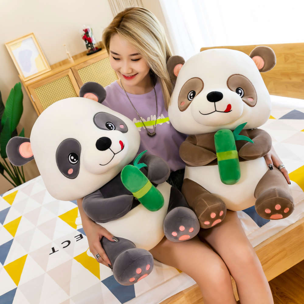 

Black and white giant panda plush toy doll bamboo cuddle Bear Bed sleeping, Blue