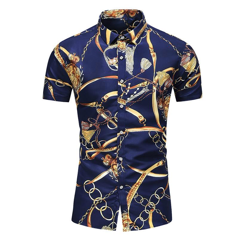 

Men's Casual Shirts White Shirt Men Summer Fashion Personality Printed With Short Sleeve 2021 Plus Size Beach Hawaiian, 9012 white