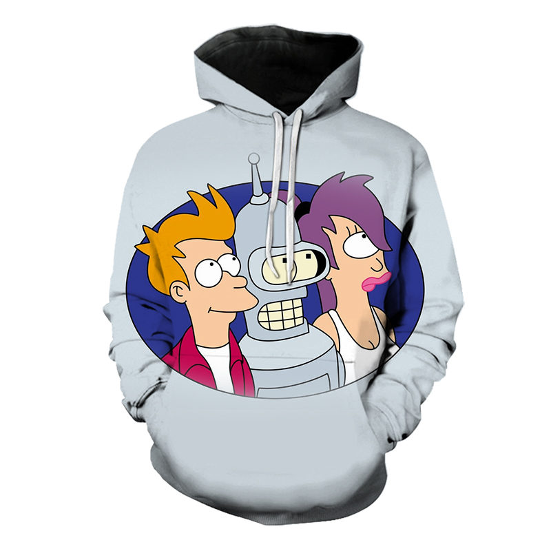 

Futurama animation pattern men is a 3D printed hoodie visual impact party top punk goth round neck high quality American sweater hoodie, Picture1