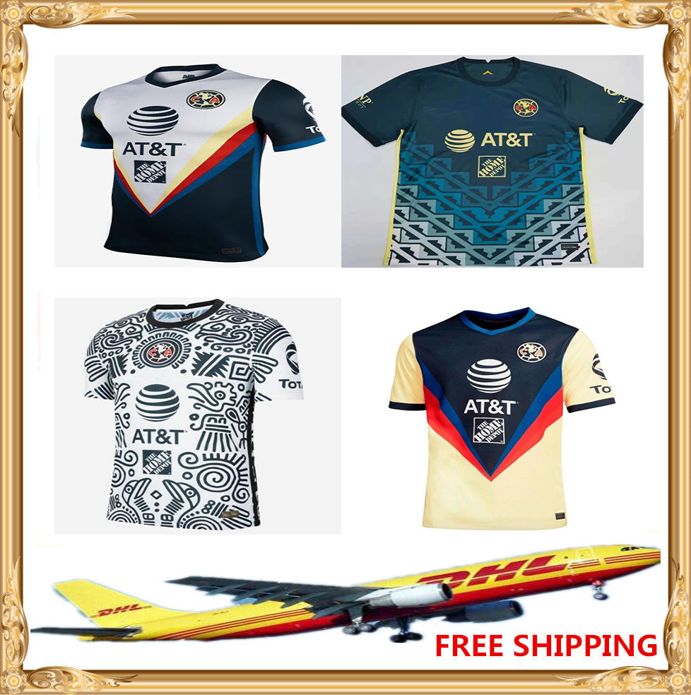 

DHL 20 21 22 Club America soccer Jersey home away 2021 Women Kids Adult suit Size can be mixed batch, Black;yellow