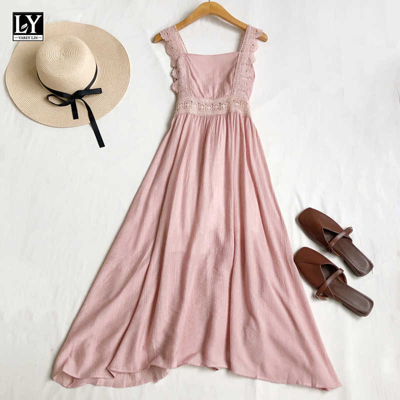 

LY VAREY LIN Summer Women Sleeveless Floral Lace Patchwork Dress High Waist Vestido Strapless Sweet Party Dresses 210526, Light grey