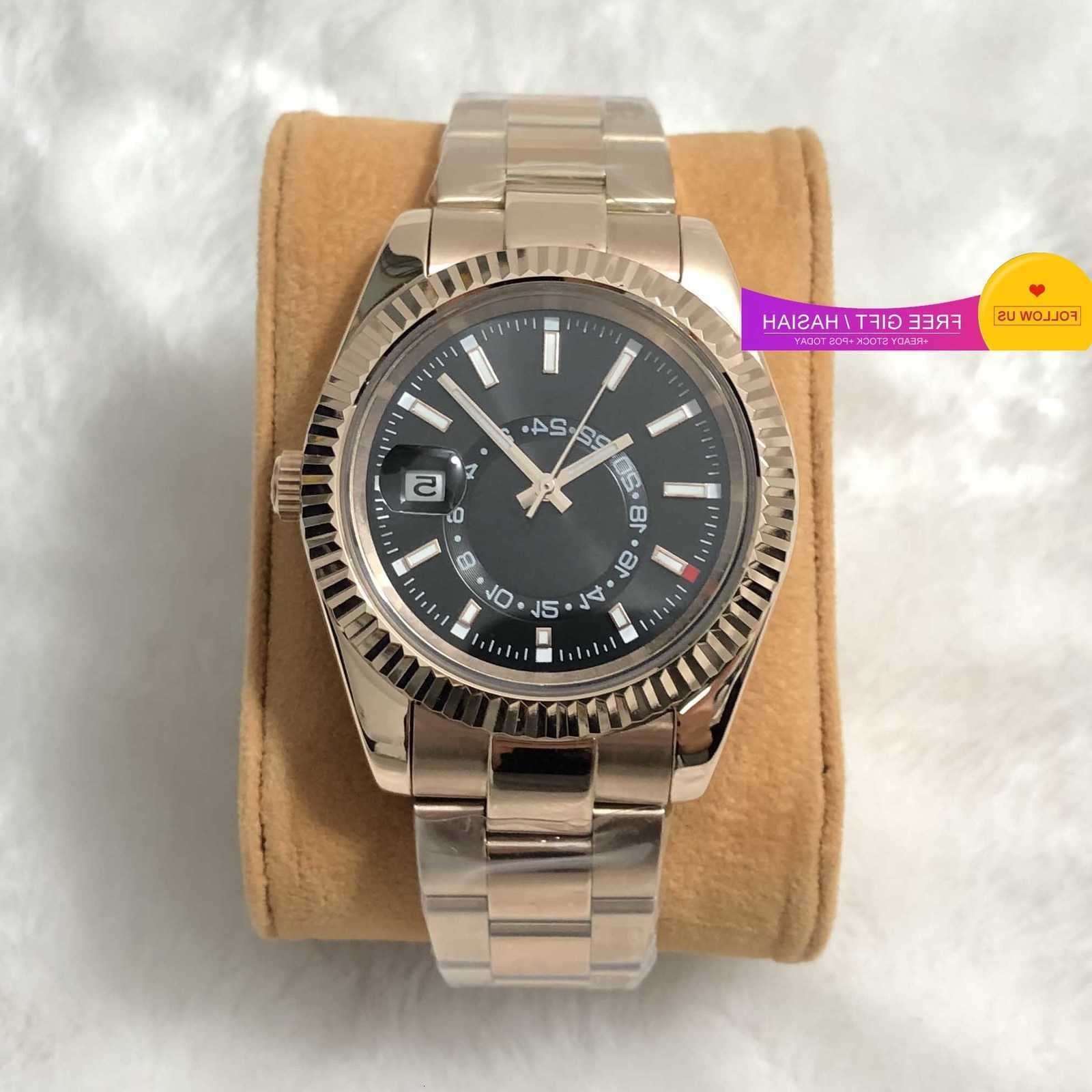 

men automatic mechanical sports fashion business watches stainless steel gold 2813 movement luminous waterproof wristwatch, Slivery;brown