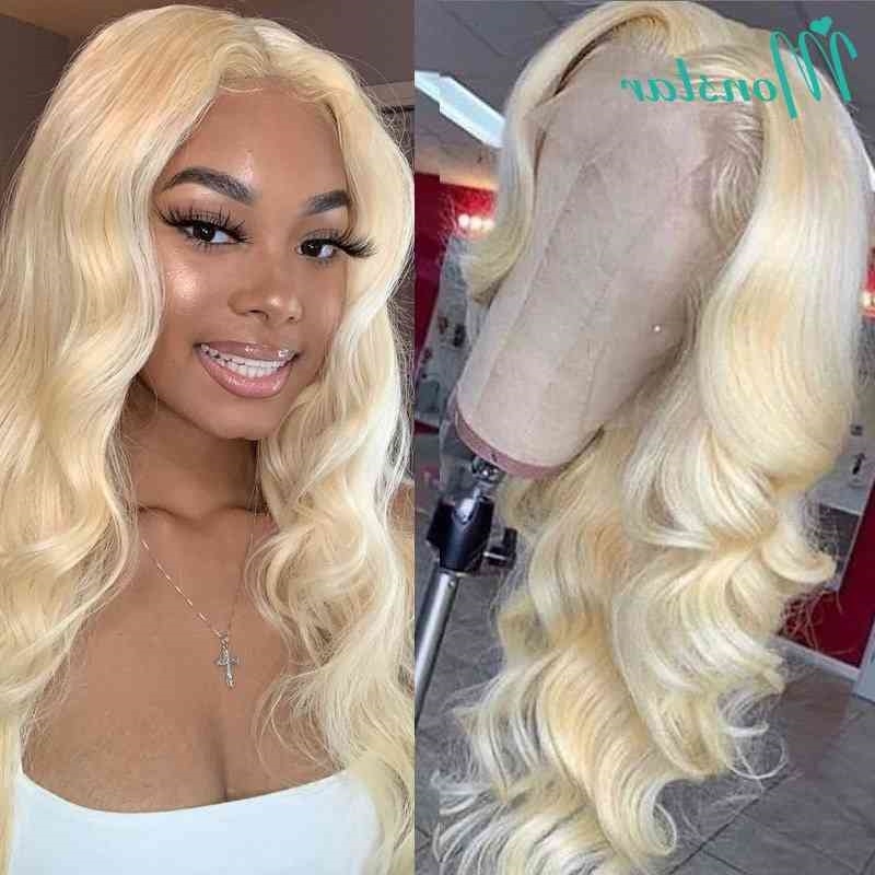 

32 Inch 4x4 30 13x4 613 Honey Blonde Colored Frontal Brazilian Remy Body Wave Lace Front Human Hair Wigs for Women, #613