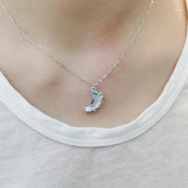 

Chains Moonlight Zircon Necklace Woman 100% 925 Sterling Silver Nacklace Jewelry Clavicle Chain Pendant Charms For Women Gift1