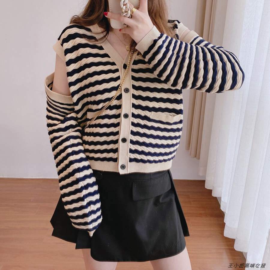 

Women's Sweaters woman detachable cardigan mesh sleeves striped crimson black apricot torsion loose two-wear jacket casual vest 3QE8, 1# shoe box