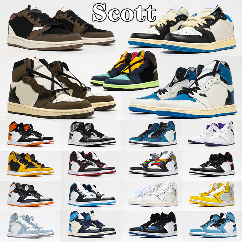 

Release Travis Scott 1 1s High OG Hyper Royal Outdoor Shoes Light Smoke Grey White orange Fragment University Blue Trophy Room Varsity Red Men Women Sneakers With box, I need look other product