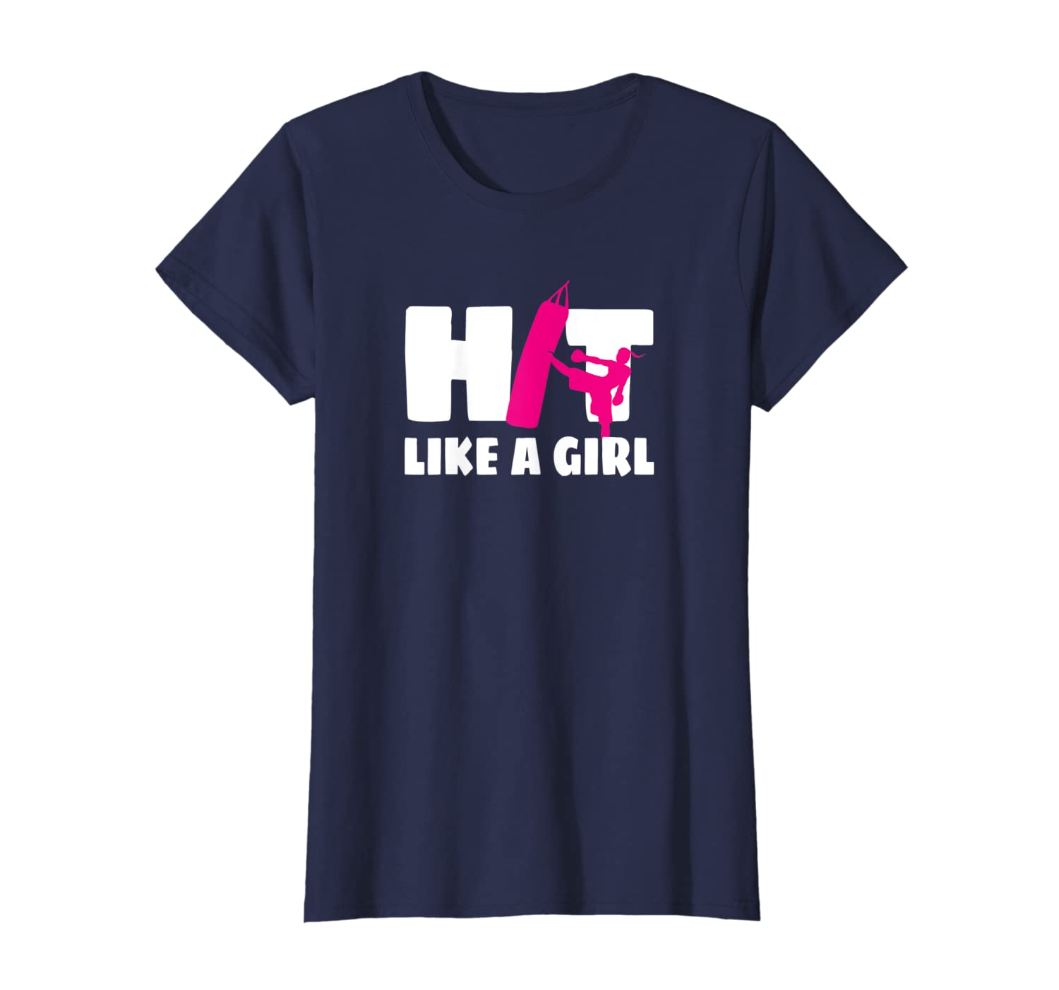 Hit Like A Girl Kickboxing T Shirt Kickboxer Gift Women Tee-image-699965874