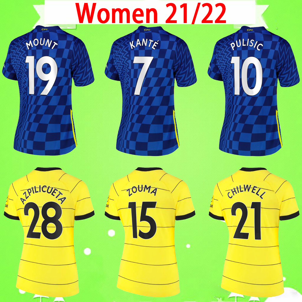 

WOMEN soccer jerseys LUKAKU PULISIC ZIYECH HAVERTZ KANTE CFC WERNER ABRAHAM CHILWELL MOUNT JORGINHO 2021 2022 girls football shirt ladies 21 22 home away thrid, 2021/2022 women