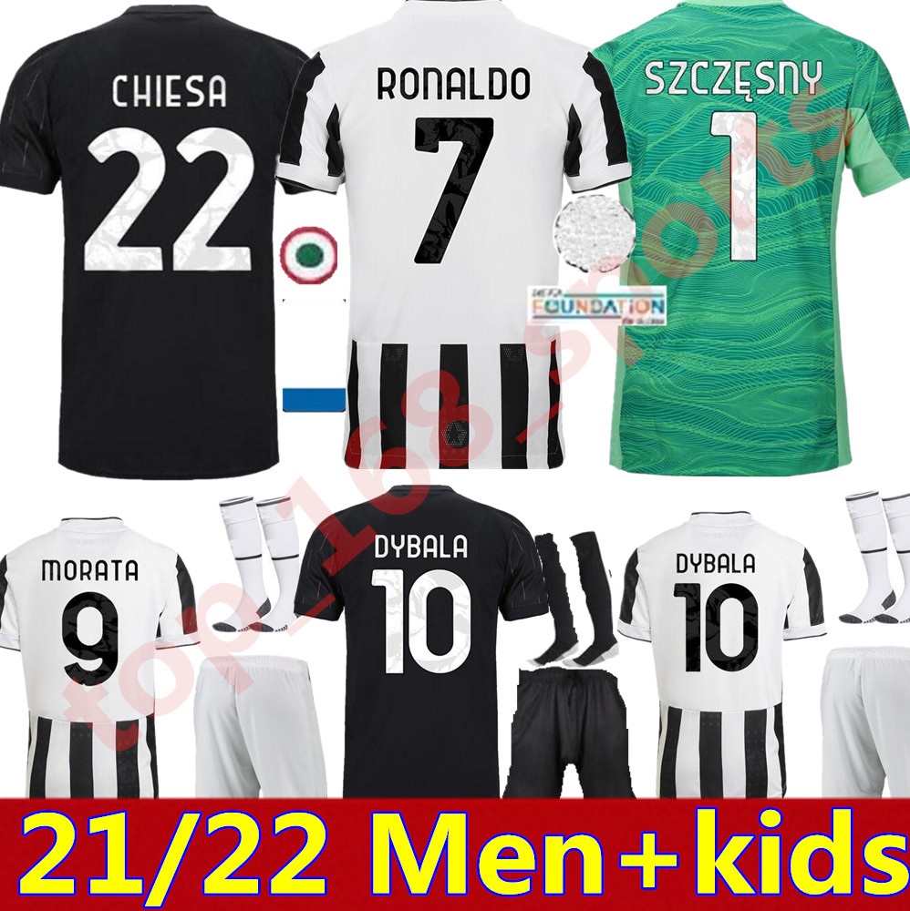 

21 22 adult Men+Kids kit youth Juventus soccer jersey Home away 2021 2022 JUVE goalkeeper gk RONALDO DYBALA MORATA CHIESA McKENNI football kits shirt, Black;yellow