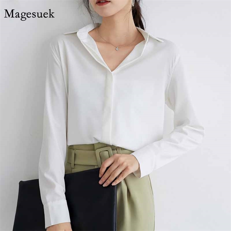 

Fashion Solid Pullover Office Lady Women Blouses Tops and Autumn Long Sleeve Chiffon Blouse Feminine 11348 210518, Apricot