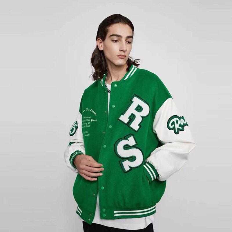 

Men's Jackets Hip Hop Embroidery Baseball Jacket Wild Color Matching Goth Bomber Men Harajuku College Varsity Women, Black