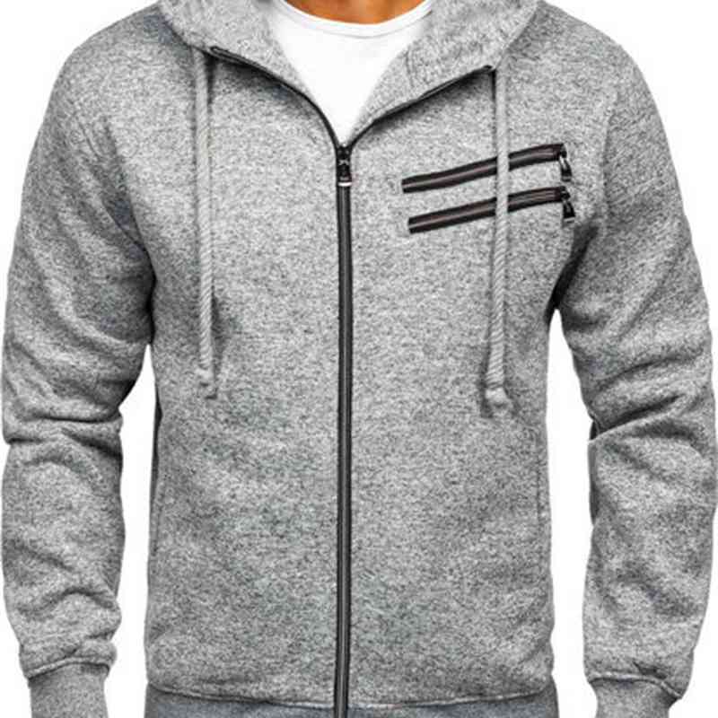 

New men's fleece cardigan hooded sweater in autumn and winter of 2019, Black