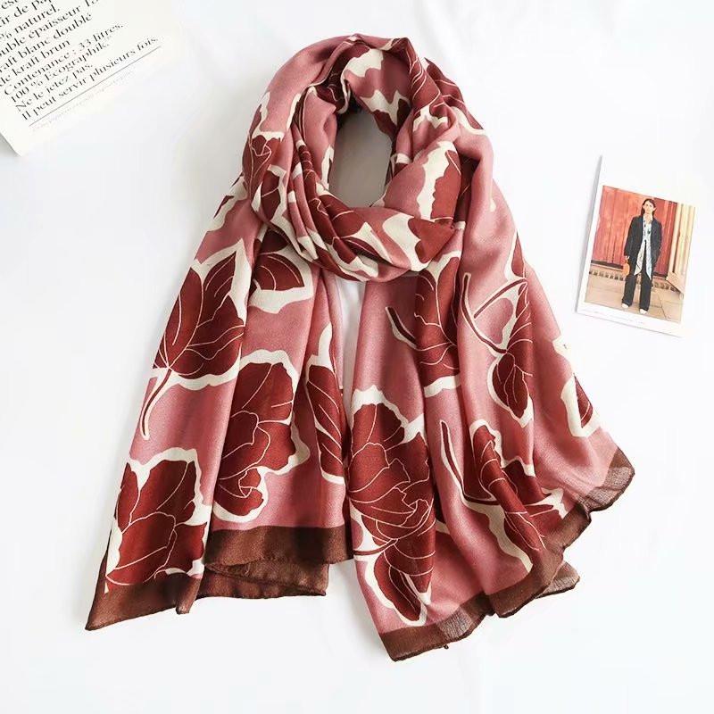 

Scarves 2021 Style Women Cotton Muffler Lady Lotus Flower Print Women's Day Gift Shawls Beach Wraps Hijab Scarf Shawl Poncho