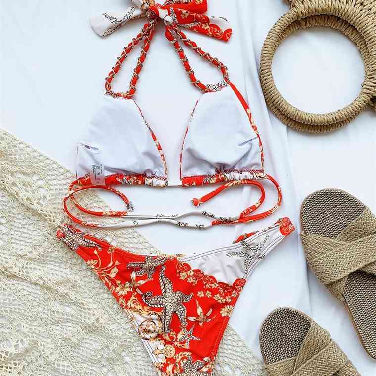 

Chains Braided Bikini Red Luxury Bikinis Women Sexy Bathing Designer Swimsuit Ties Push Up Swimwear Swimming Suit For WomenFree shippin
