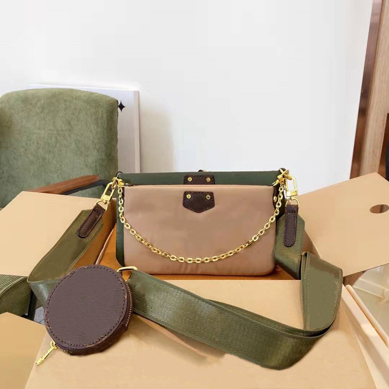 

2022 designer women cotton crossbody bags fashion 3-piece shoulder chain bag with mini wallet purse floral baguettes small flaps contrast color high quality, Contact seller