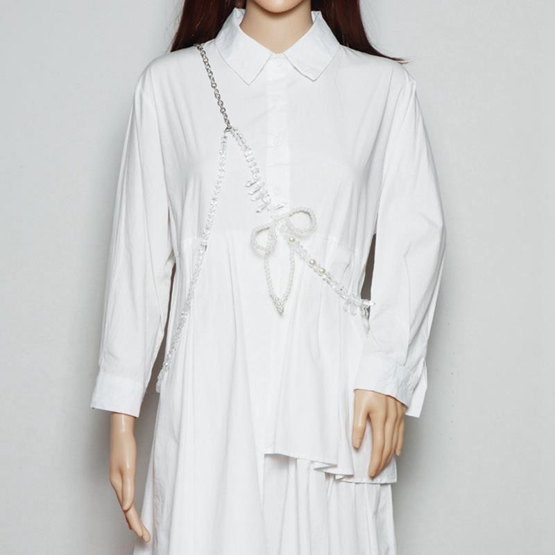 

Belts Fashion Waist Belt Women Body Chain Fake Pearl Shoulder All-Match Dress Sweater Clothes Accessories, Black