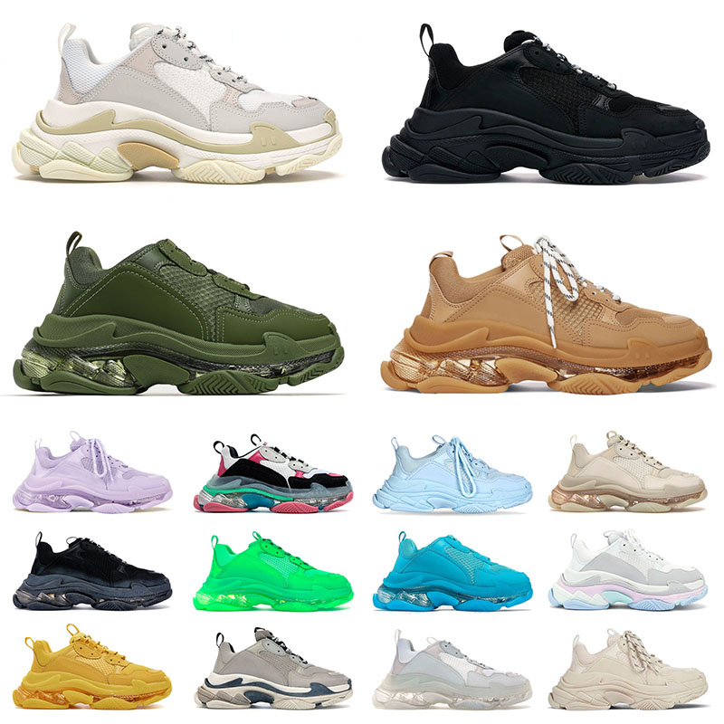 

High Quality Triple S Mens Womens Designer Shoes Fashion Balencaiga Glitter White Black Ivory Dark Green Brown Beige Pink Blue Balenciagas Sports Sneakers Trainers, C15 pink 36-40