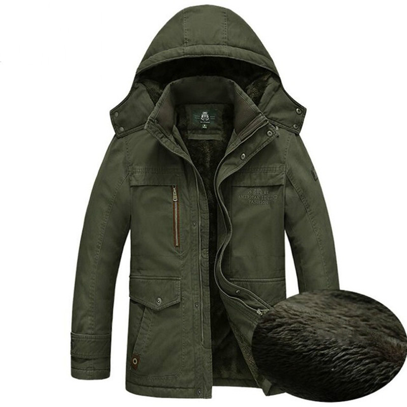 

Brand Army Military Parka men Winter Warm Thick Mens Down Jackets and Coats Wool Liner Hooded Collar Winter Jacket Men, Khaki