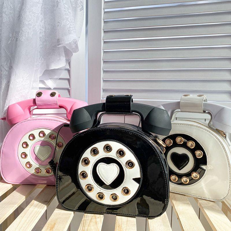 

Stylish Women Telephone Shaped Crossbody PU Leather Shoulder Bag Female Casual Handbag Shopping Street School Satchel Tote Purse Bags