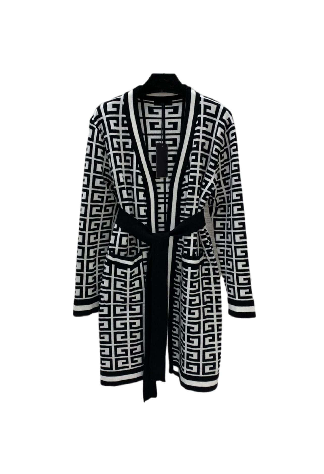 

2022 Spring Milan Runway Sweater V Neck Long Sleeve High End Jacquard Cardigan Women' Designer Sweater 1204-7, Picture color