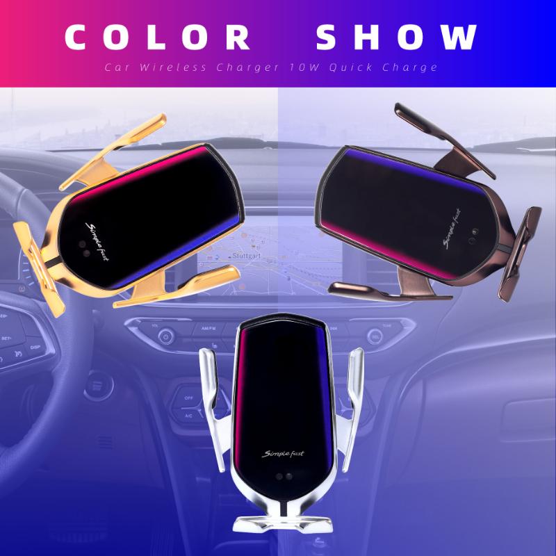 

Cell Phone Mounts & Holders Auto Clamping QI Wireless Charger Car Holder Mount Infrared Sensor Fast Stand For 11 Pro XR S