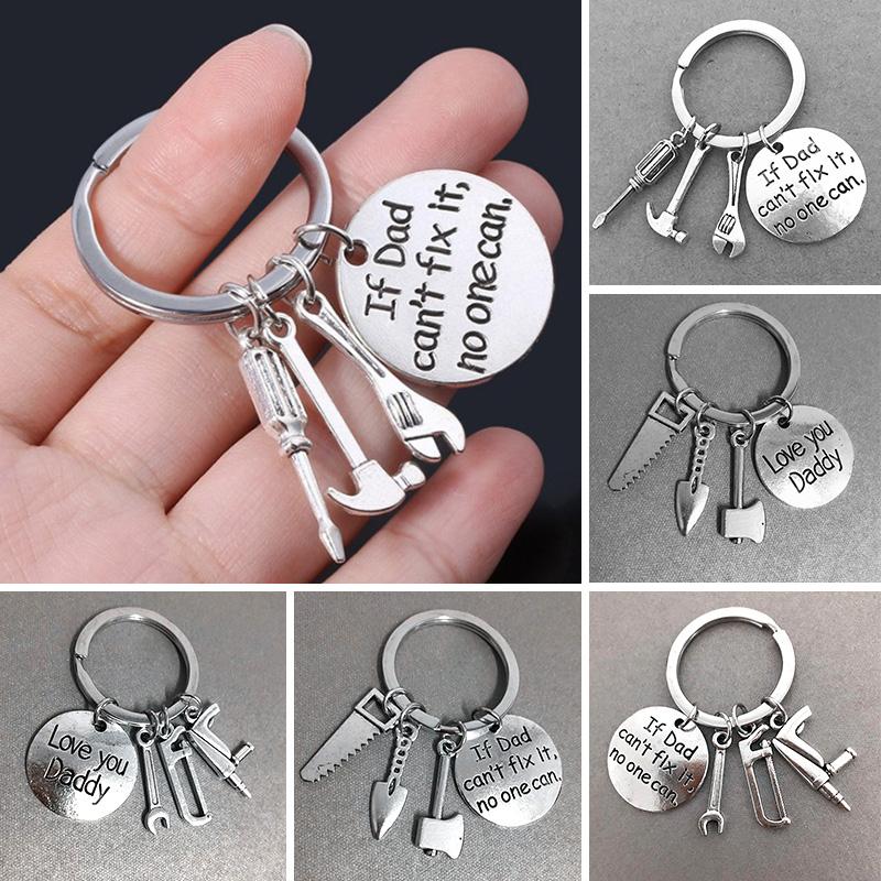 

Keychains Dad Letters Creative Hammer Screwdriver Wrench Keyring Handbag Decor Tassel Hanging Pendant Father's Day Gifts