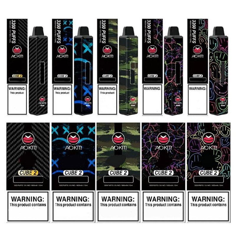 

Authentic Aokit Cube 2 Disposable E cigarettes 3200 Puffs Vape Pen Device 12ml Pre Filled Cartridge Vaporizer Stick 1800mAh Battery Vapor Kit delta 8 airbar bang xxl