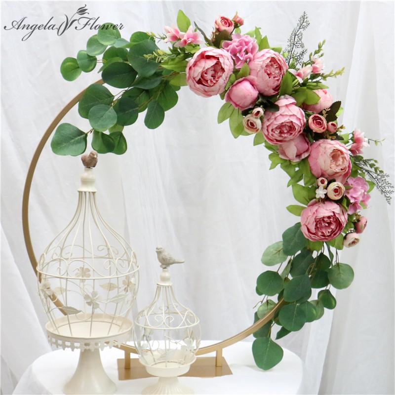 

Decorative Flowers & Wreaths Event Dining Table Peony Bouquet Artificial Flower Row Decor Wedding Arch Party Backdrop Rose Eucalyptus Leaf G