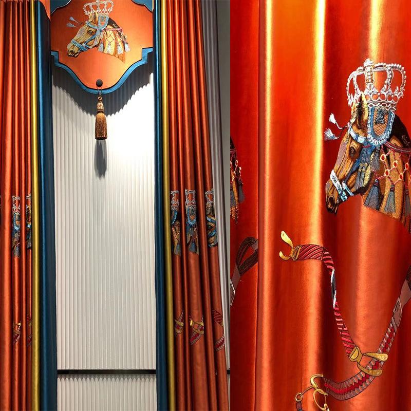 

Curtain & Drapes 2021 Luxury Orange Curtains For Living Room Embroidery Blackout Panel Villa Examplary Suit Decor